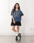 [The Ragged Priest] The Ragged Priest oversized t-shirt dress in blue 6 BLUE
