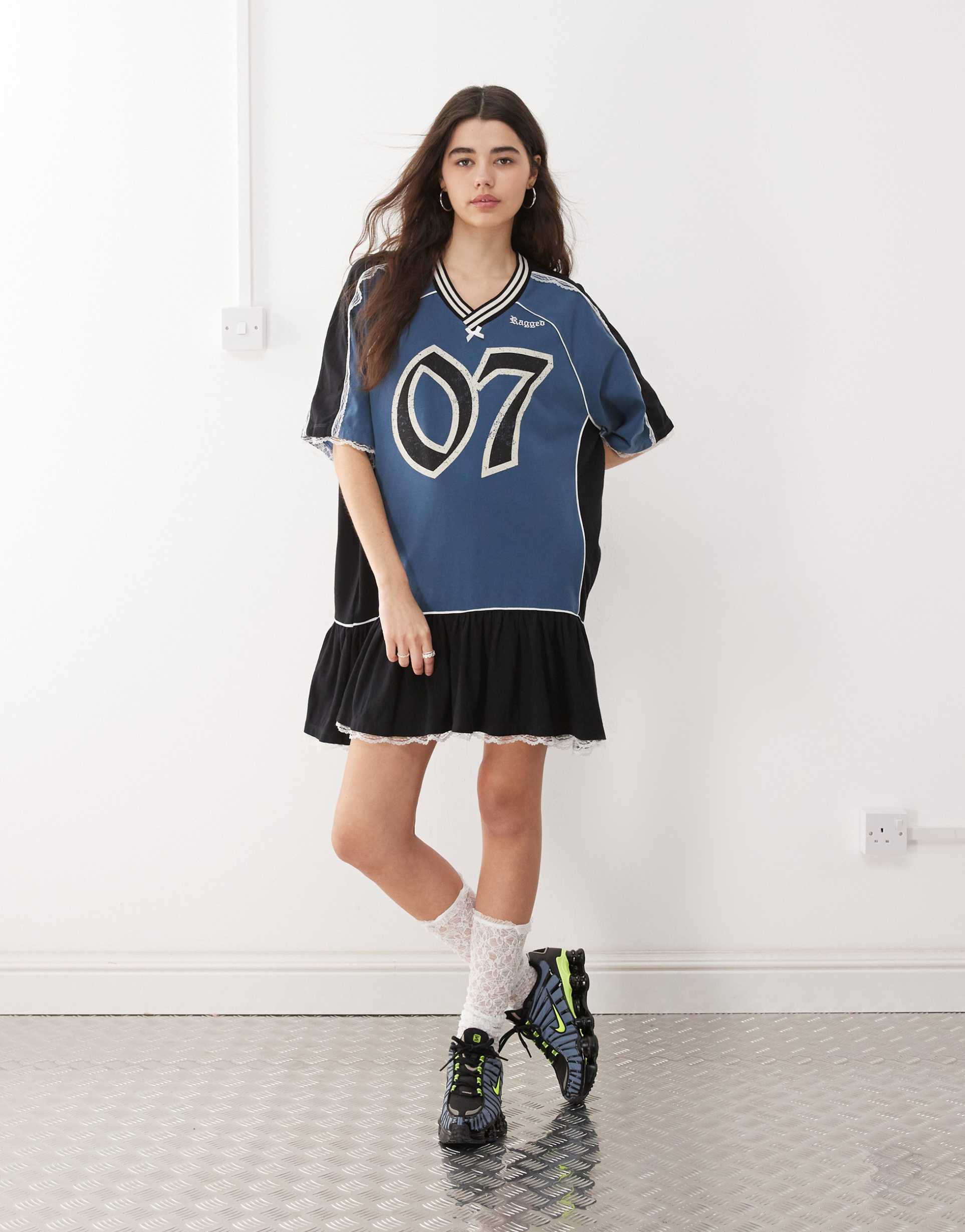 the ragged priest oversized t-shirt dress in blue