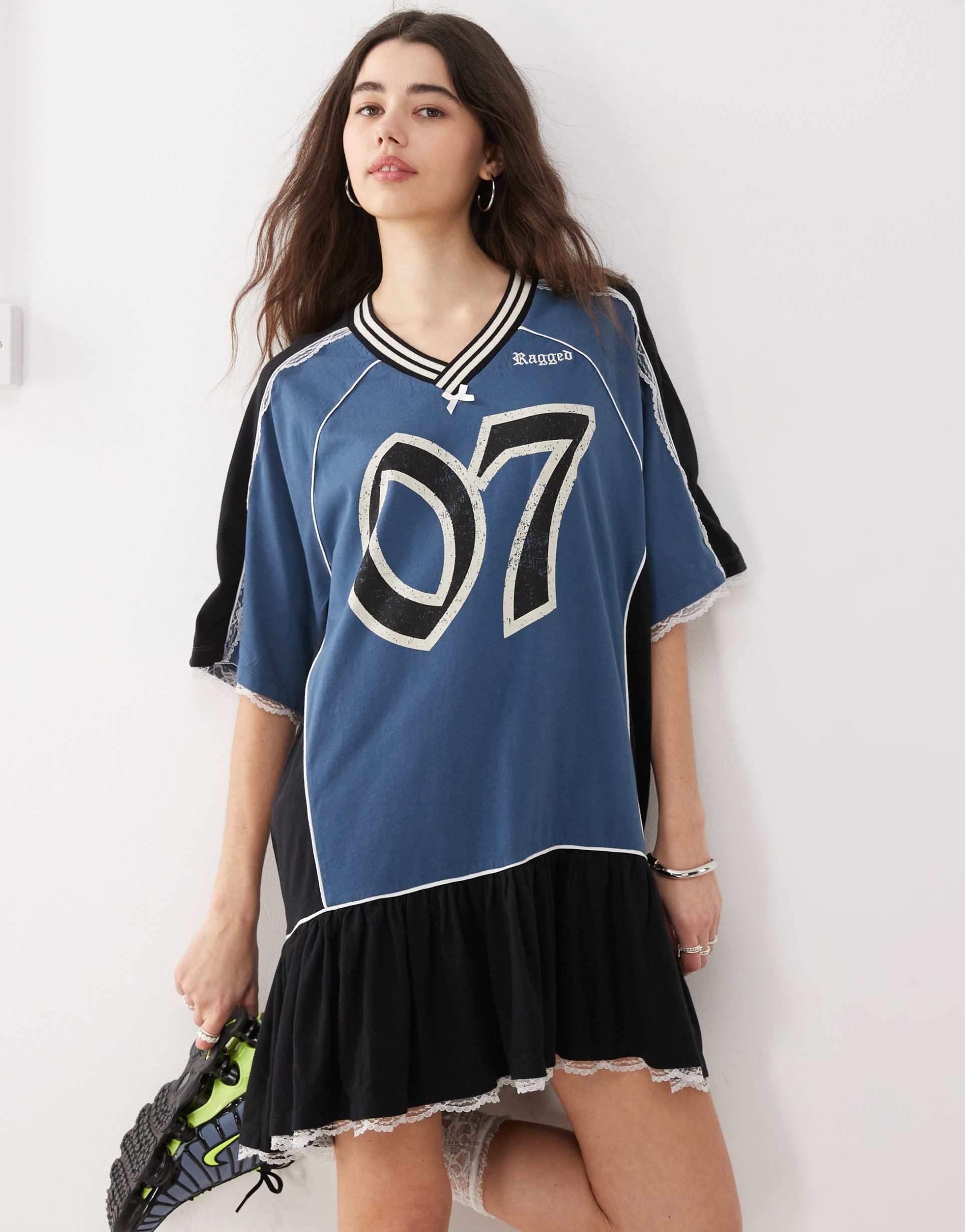 the ragged priest oversized t-shirt dress in blue