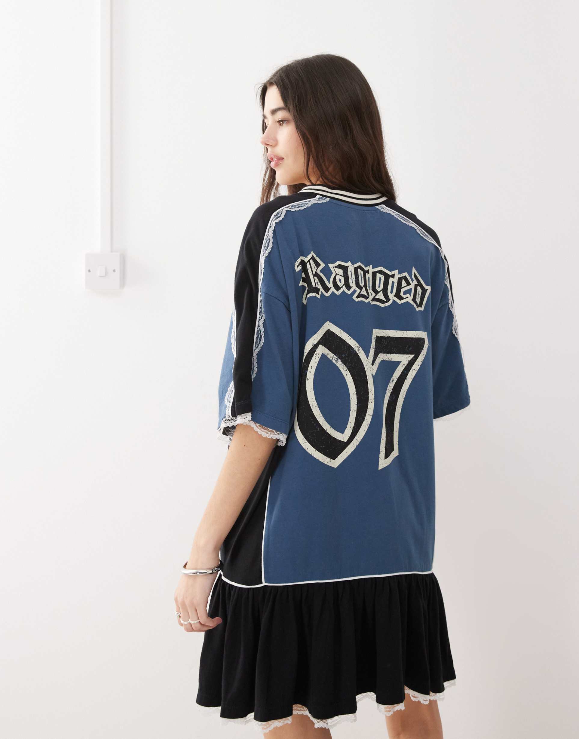 the ragged priest oversized t-shirt dress in blue