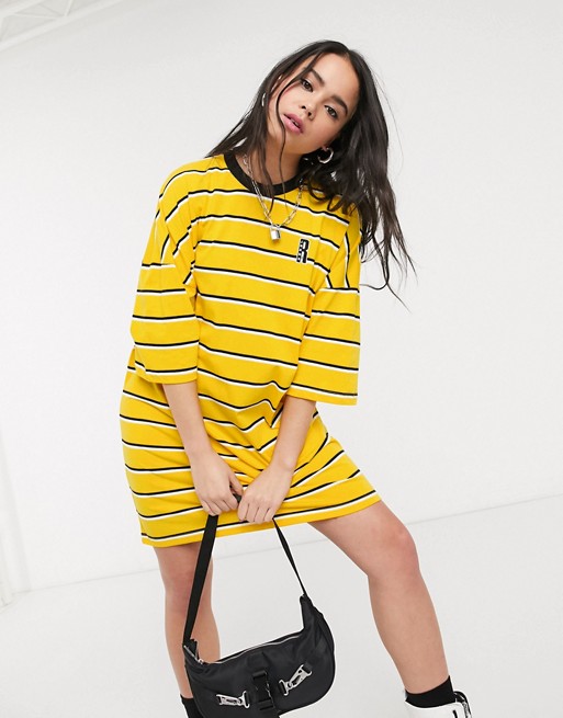 The Ragged Priest oversized t-shirt dress in yellow stripe
