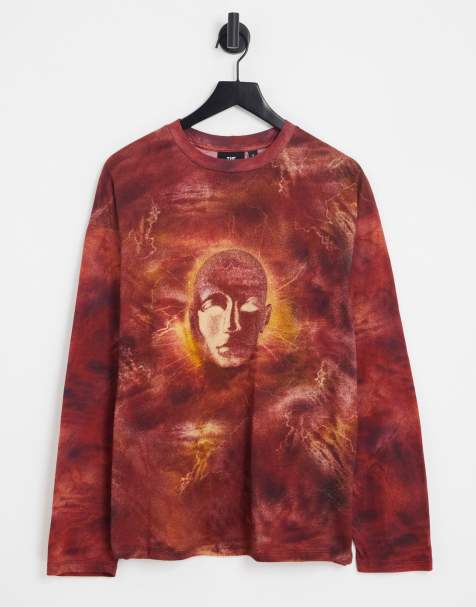 The Ragged Priest - Oversized T-shirt met lange mouwen en print van golvende gezichten - view 1