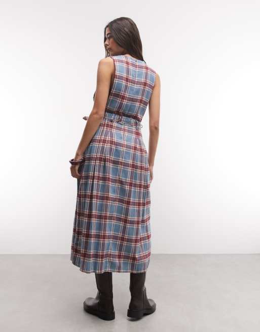 The Ragged Priest pinafore dress in blue and red check, 4 of 4