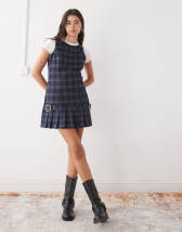 The Ragged Priest ribbed jersey t-shirt dress with silver eyelet detailing in black