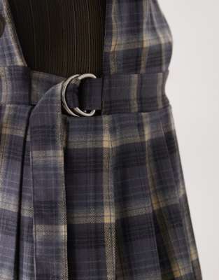 The Ragged Priest pleated pinafore dress in gray plaid | ASOS