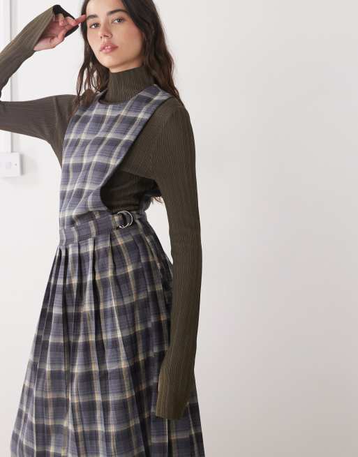 The Ragged Priest pleated pinny dress in grey check, 4 of 4