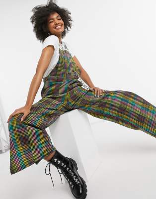 womens tartan dungarees