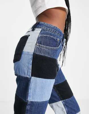 Different color hot sale patch jeans