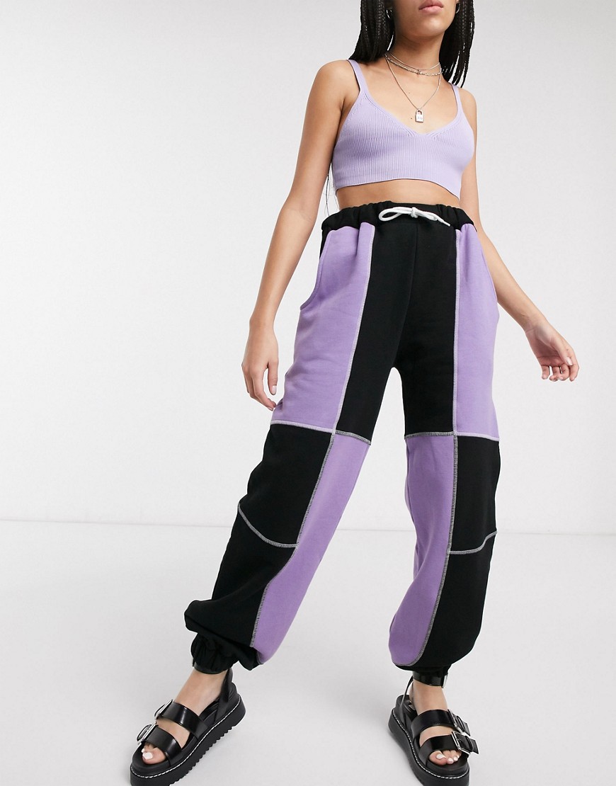 The Ragged Priest relaxed joggers in colour block-Purple
