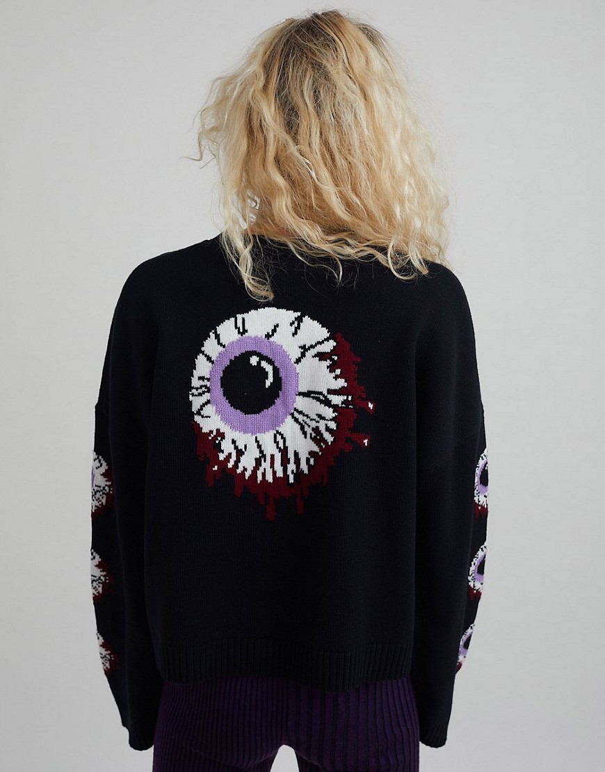 The Ragged Priest relaxed jumper in eyeball knit-Black