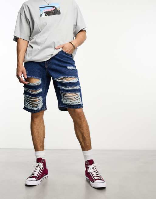 Mens long hot sale skate shorts