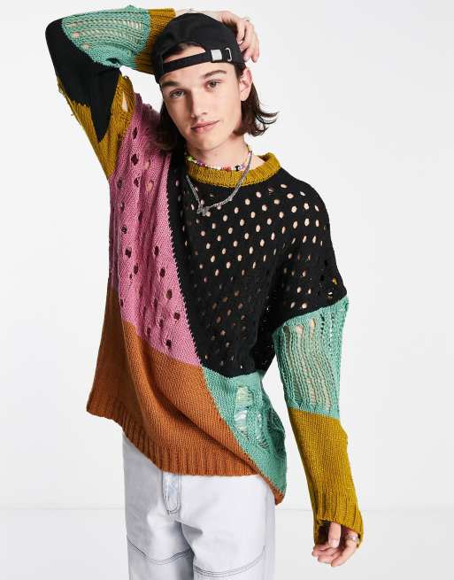 The Ragged Priest ripper knitted jumper in multi
