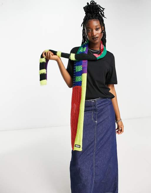 The Ragged Priest - Sciarpa in maglia multicolore con design spezzato