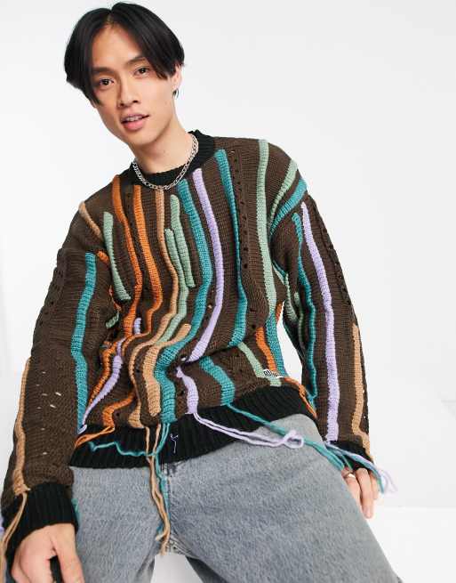 The Ragged Priest shredded knit jumper in multi ASOS