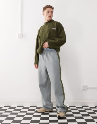 The Ragged Priest Skate Fit Sweatpants With Side Stripe In Green