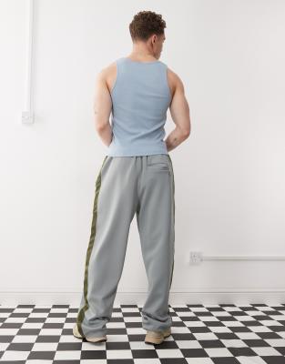 The Ragged Priest Skate Fit Sweatpants With Side Stripe In Green