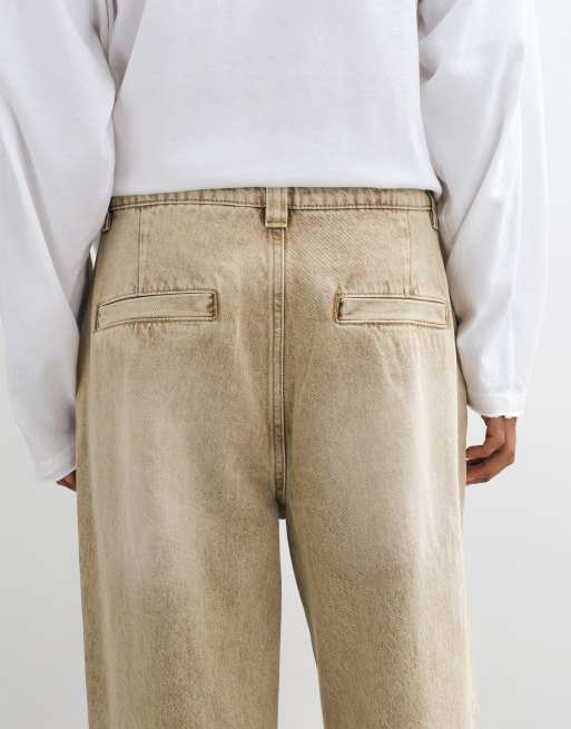 The Ragged Priest skater double pleated tapered jeans in sand , 5 of 5