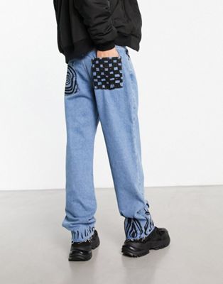 The Ragged Priest sketchy straight leg jeans in blue