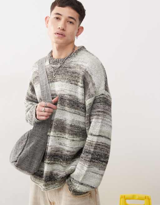 The Ragged Priest spacedye boxy fit knit sweater in gray