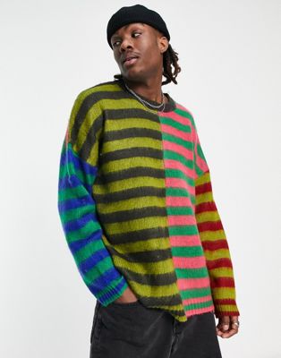The Ragged Priest spliced knitted jumper in multi