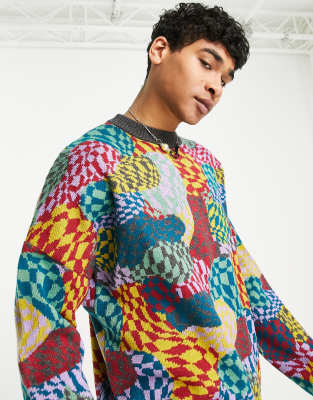 The Ragged Priest stoner knitted jumper in multi - ASOS Price Checker