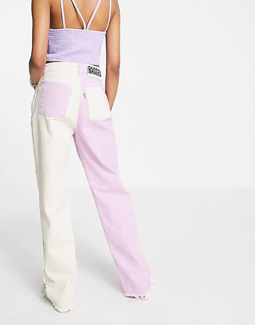 Jeans The Ragged Priest straight leg jeans in lilac and beige denim 