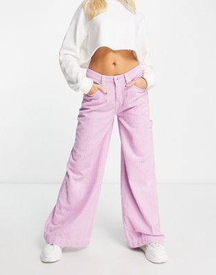 The Ragged Priest super wide street sweeper cord trousers in lilac - ASOS Price Checker