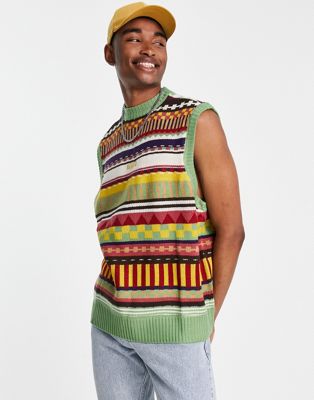 The Ragged Priest thrift knitted vest in multi
