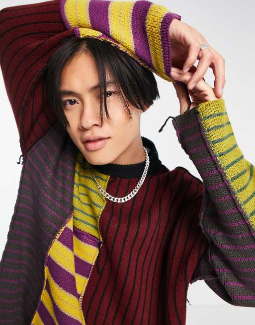 The Ragged Priest trash patchwork knitted jumper in multi