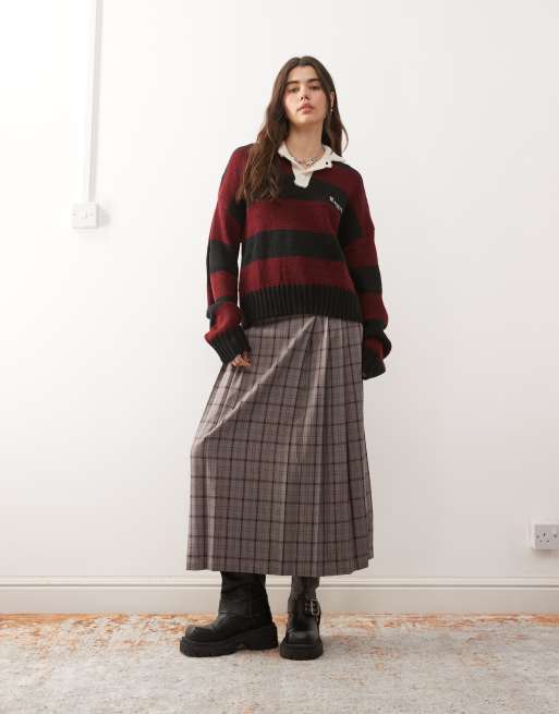 The Ragged Priest trophy polo knit sweater in black and red stripes, 3 of 4