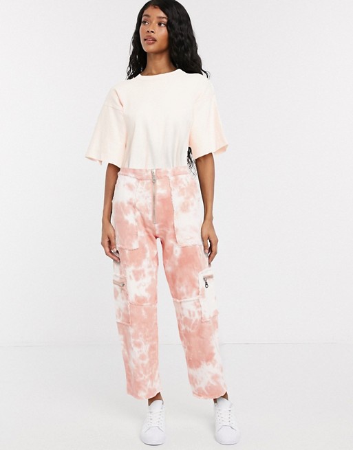 The Ragged Priest trousers with exposed seams in tie dye