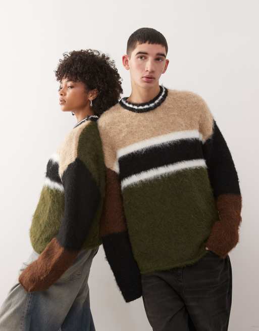 The Ragged Priest Unisex mixed panels sweater in multi, 2 of 4