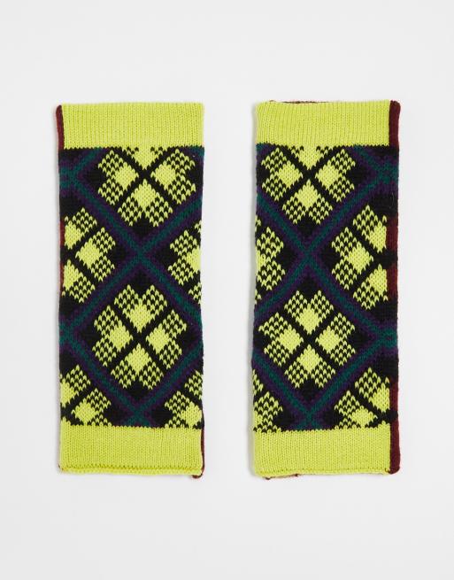 The Ragged Priest - Vingerloze grunge handschoenen met mix van ruitjes