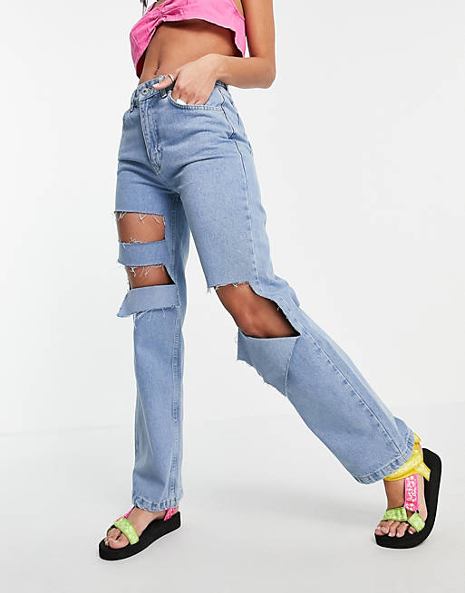 The Ragged Priest wide leg jeans with extreme rips