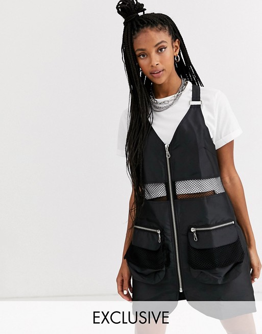 The Ragged Priest woven mini dress with utility pockets