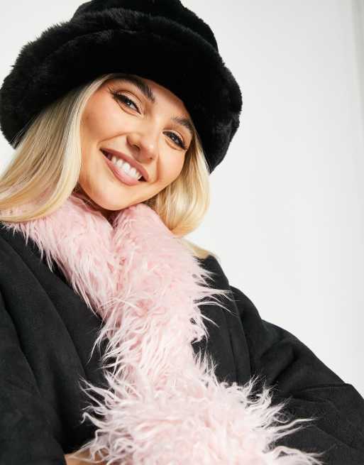 The Ragged Priest y2k coat in faux leather with contrast pink fur