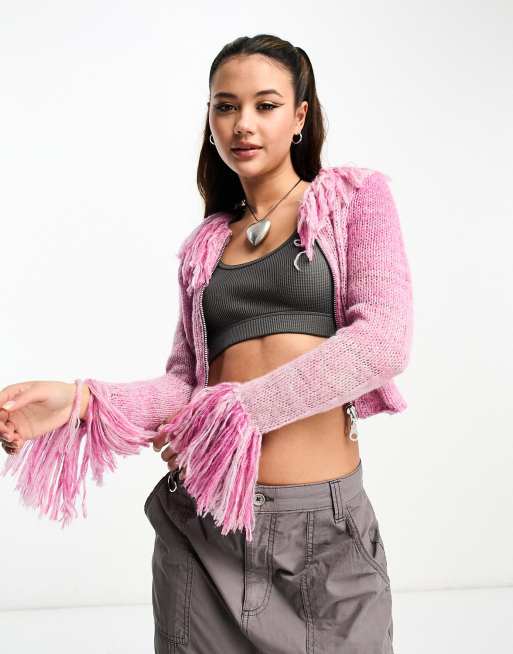 The Ragged Priest Y2K crop cardigan with shaggy collar | ASOS