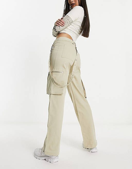 The Ragged Priest Y2K low rise utility fitted cargo pants