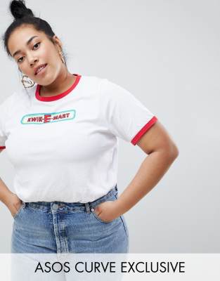 Image result for The Simpsons x ASOS DESIGN Curve Kwik-E-Mart t-shirt