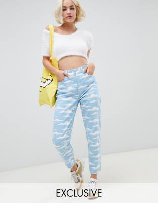 Image result for The Simpsons x ASOS DESIGN mom jeans in cloud print