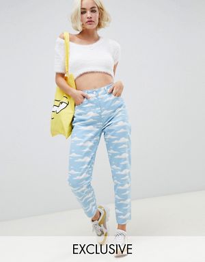 Image result for The Simpsons x ASOS DESIGN mom jeans in cloud print