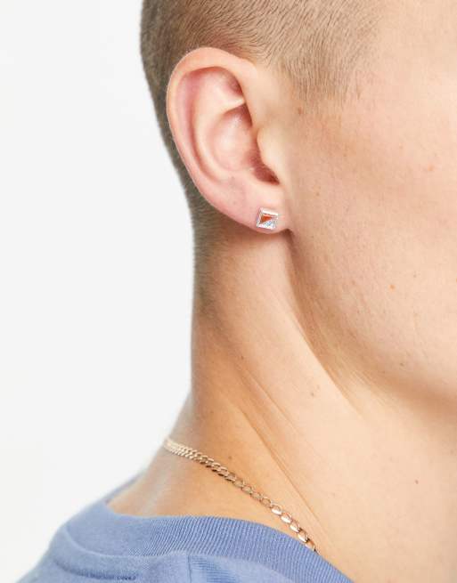The Status Syndicate square stud earrings in silver