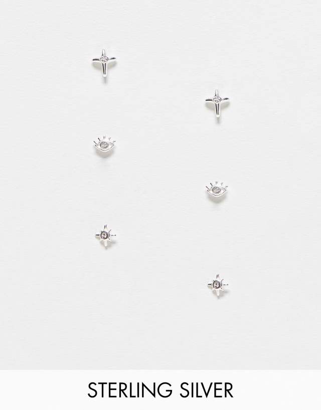 The Status Syndicate sterling silver embellished cross stud earrings