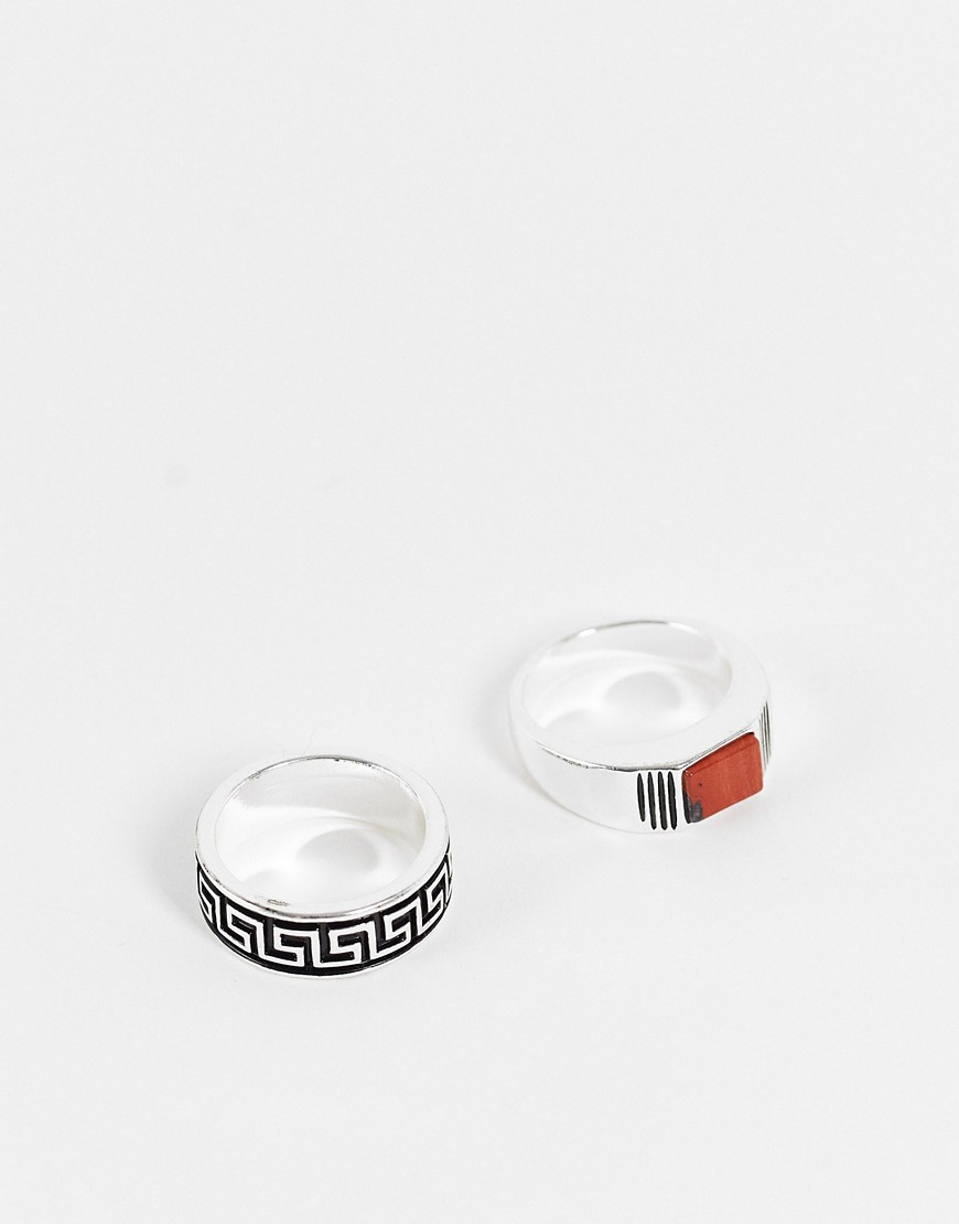 The Status Syndicate two pack rings in silver