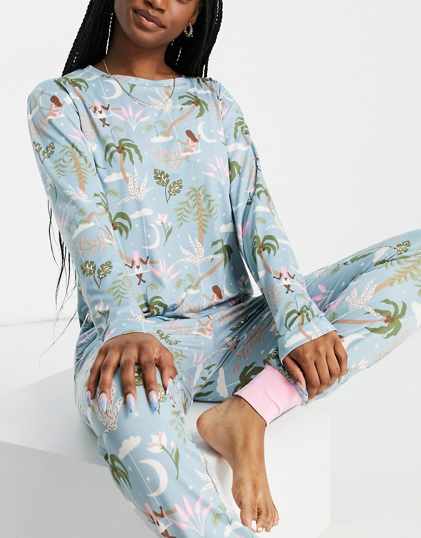 The Wellness Project bali swing long pajama set in pastel green
