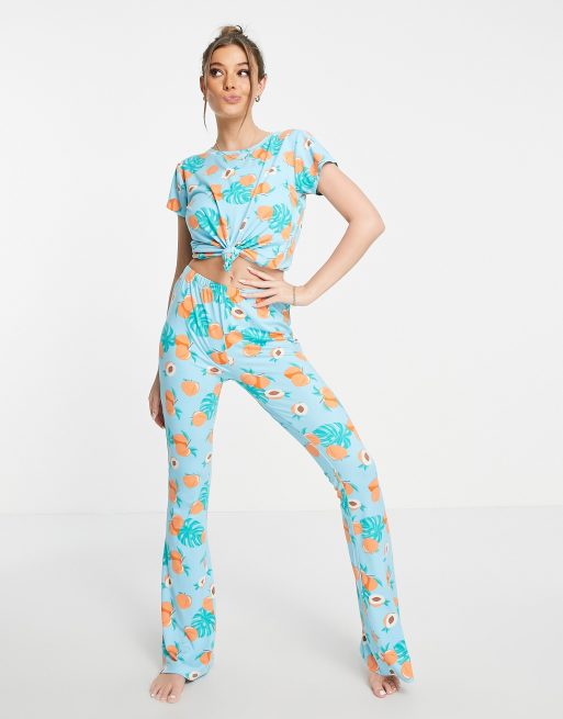 Tropical print pajama set new arrivals