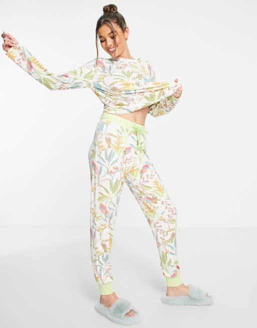 The Wellness Project long pajama set in multi abstract print