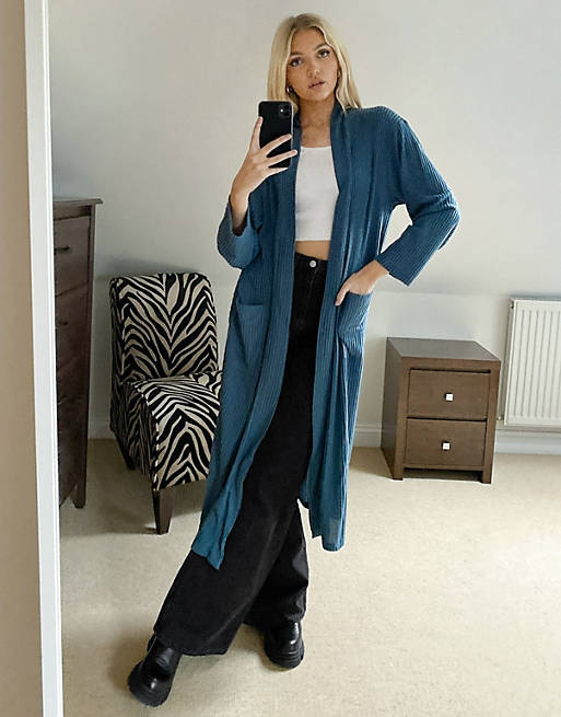The Wellness Project Lounge supersoft rib longline cardigan in navy