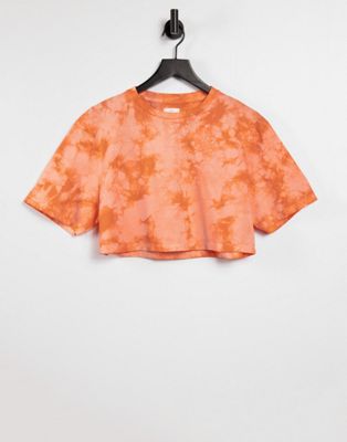 The Wellness Project – Lounge-T-Shirt mit Batikmuster in Orange