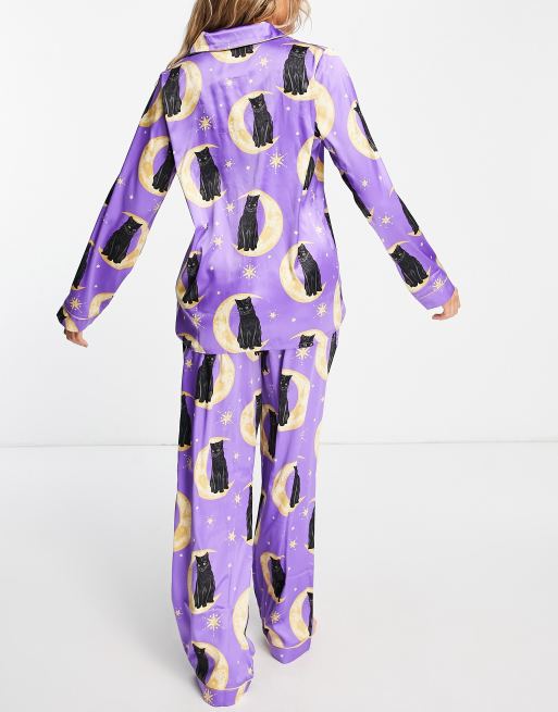 Satin cat online pajamas